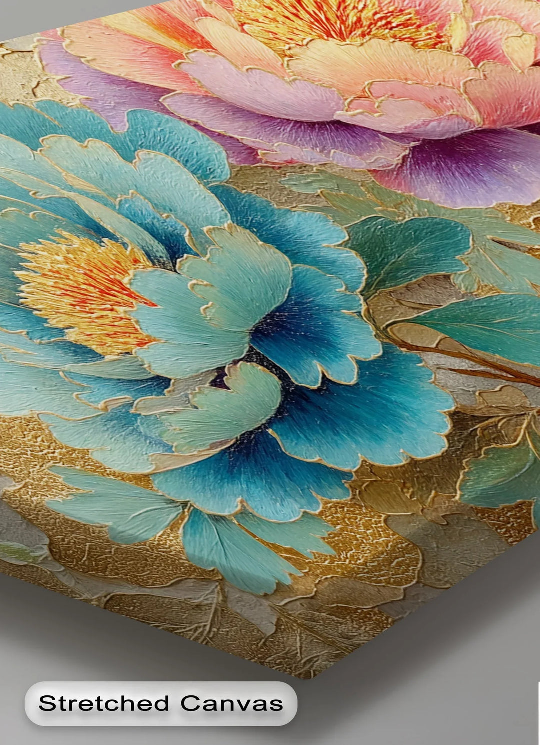 Luxury textured flower canvas print for living room bedroom or office decoration

