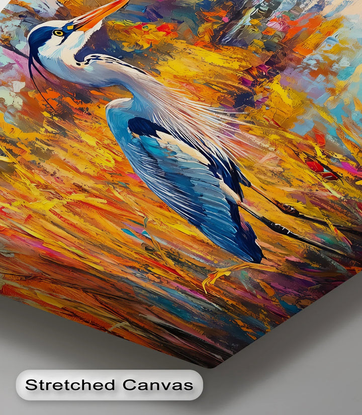 Colorburst River Heron – Abstract Landscape Canvas Print - MyPhotoStation