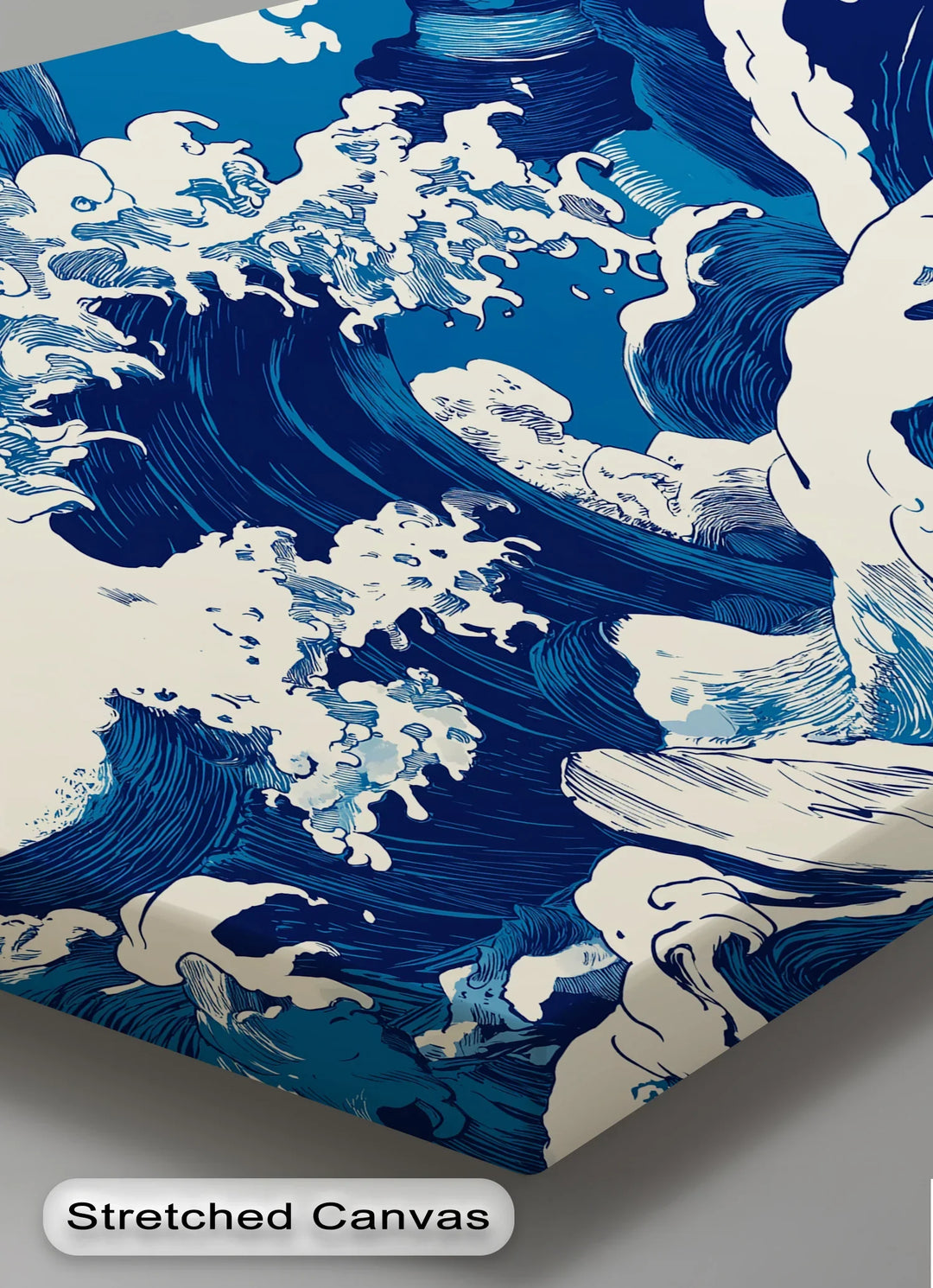 Turbulent Indigo Waves – Japanese-Inspired Ocean Canvas Print - MyPhotoStation