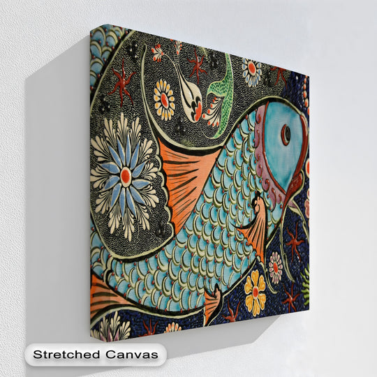 Decorative Fish Canvas Print – Colorful Ocean Mosaic Wall Art
