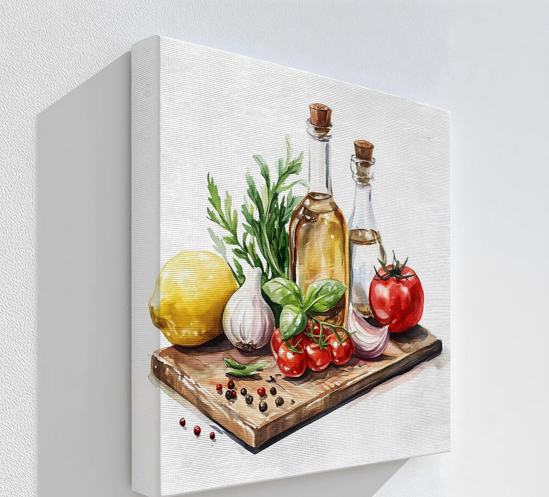 Fresh Mediterranean Ingredients – Rustic Kitchen Canvas Print - MyPhotoStation