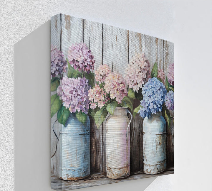 Rustic Hydrangeas in Vintage Milk Cans – Kitchen Canvas Prints - MyPhotoStation