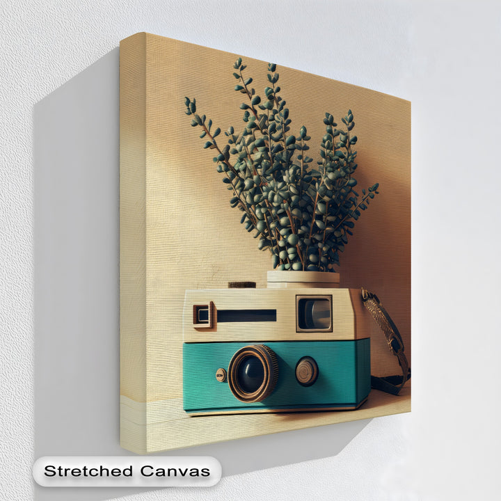 Retro Focus – Vintage Camera Planter Canvas Print