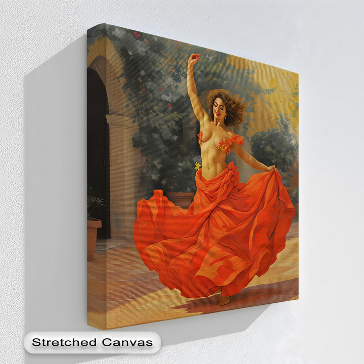 Dancing Woman in Red Skirt – Erotic Canvas Wall Art | Abstract Art