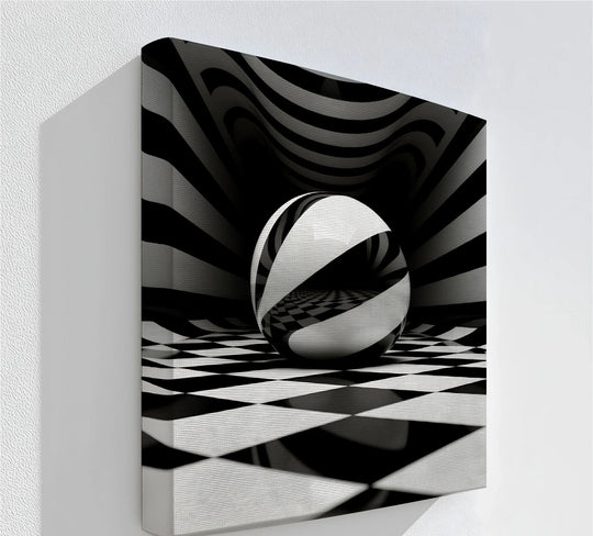 Geometric Sphere Illusion – Black & White Canvas Print - MyPhotoStation