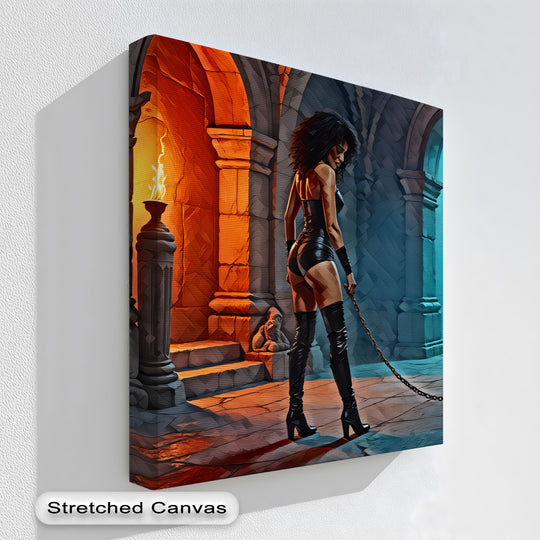 Displaying the abstract quality, this fantasy erotic canvas wall art blends contrasting colors, showcasing the depth of canvas wall art with a mysterious style.