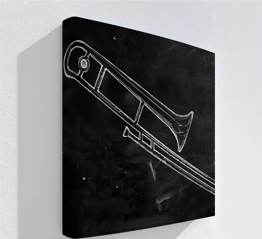Trombone Chalk Sketch – Black and White Music Canvas Prints - MyPhotoStation