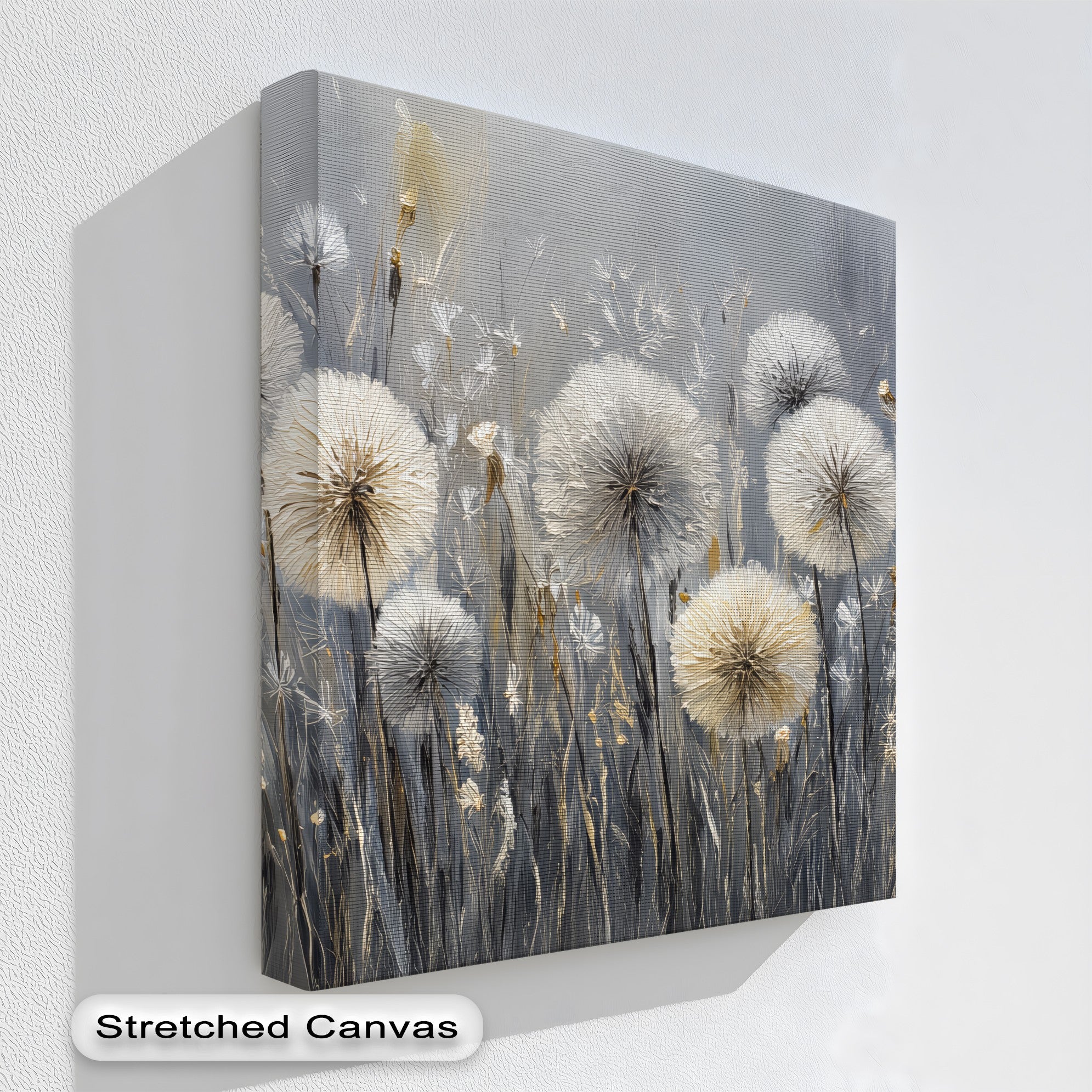 Whispers of the Meadow – Dandelion Field in Neutral Tones Canvas Print