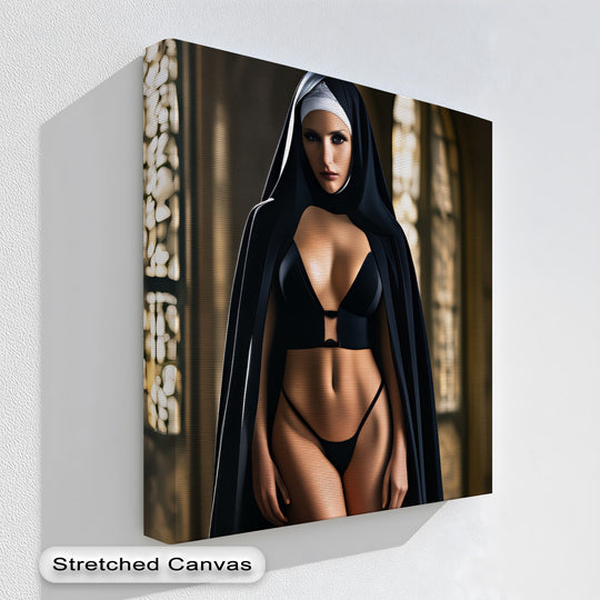 Geometric lines and angles create a dramatic effect in this 'Veil of Temptation' canvas art, a striking erotic wall print with bold canvas pictures.