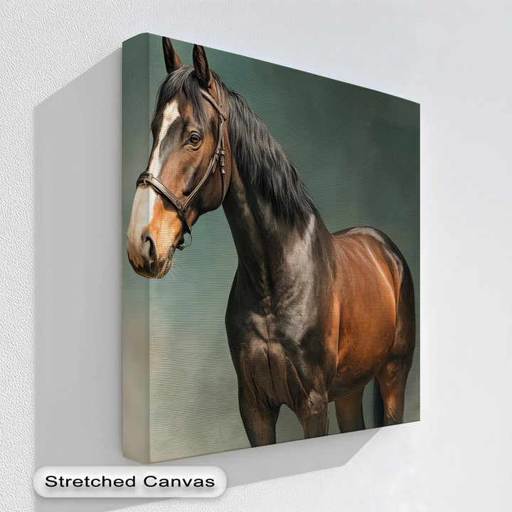 Majestic Brown Stallion – Realistic Horse Canvas Print