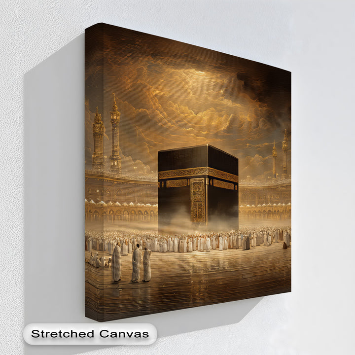 Divine Light Over the Kaaba – Islamic Holy Site Canvas Print