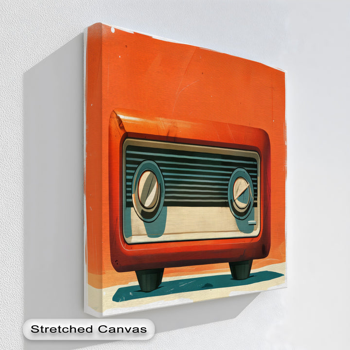 Atomic Sunset – Minimalist Orange Retro Radio Canvas Print