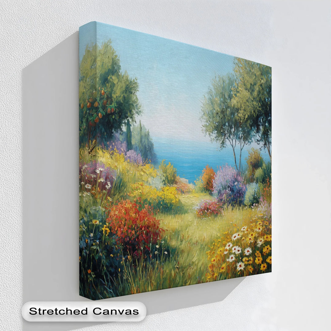 Mediterranean Bloom – Vibrant Floral Seascape Canvas Print - MyPhotoStation