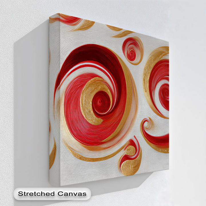 Golden Whirlwind – Red and Gold Abstract Spiral Canvas Print