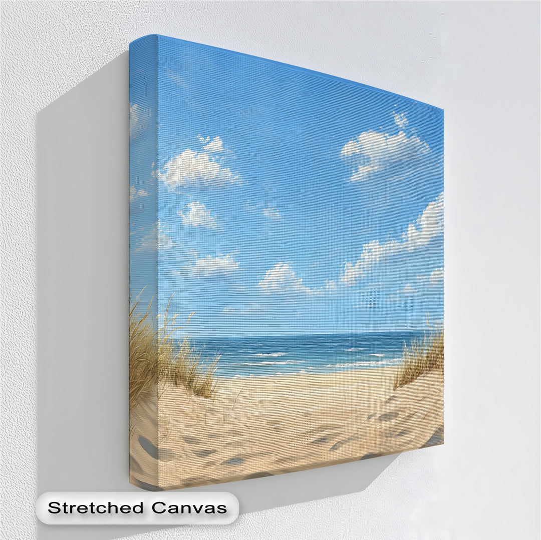 Bright beach vibes meet premium canvas prints – perfect for coastal-inspired wall art.

