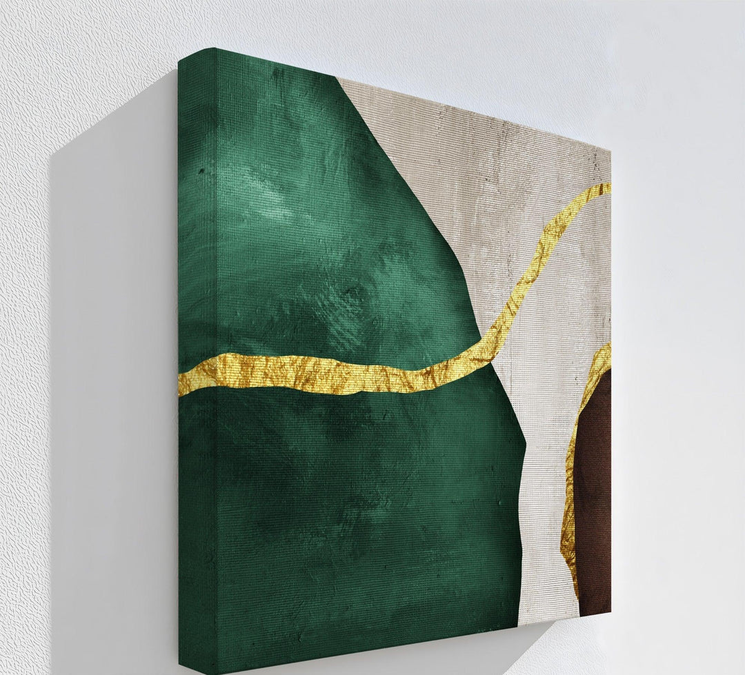 Emerald Divide – Abstract Green and Gold Canvas Print - MyPhotoStation