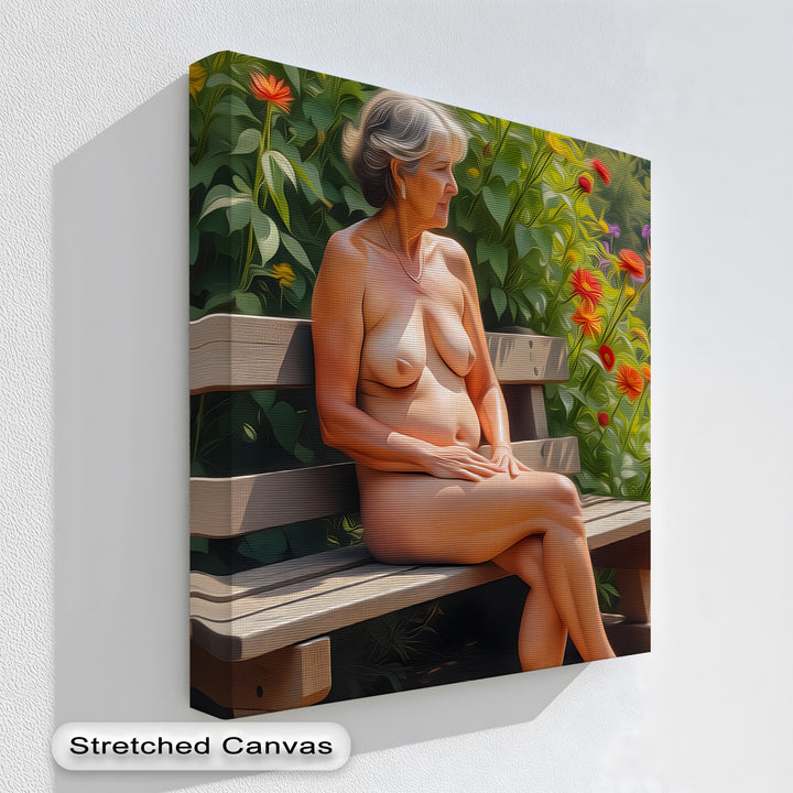 Garden Serenity – Mature Nude Canvas Wall Art | Canvas Prints