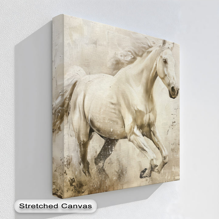 Golden Dune Spirit – Cream Stallion Abstract Canvas Print