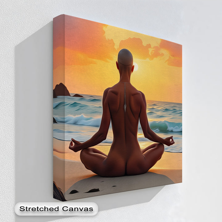 Sunset Zen – Nude Meditation Canvas Wall Art | Framed Artwork