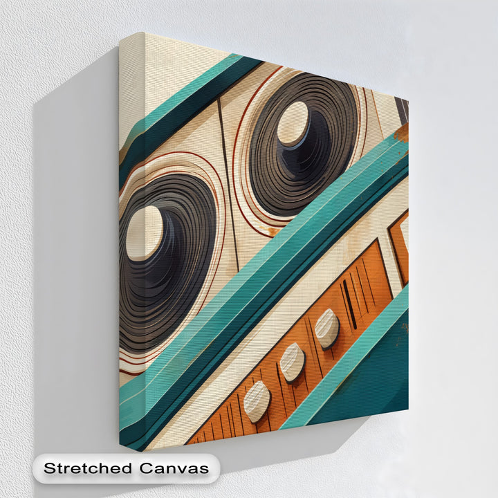 Tilted Frequency – Abstract Retro Stereo Close-Up Canvas Print