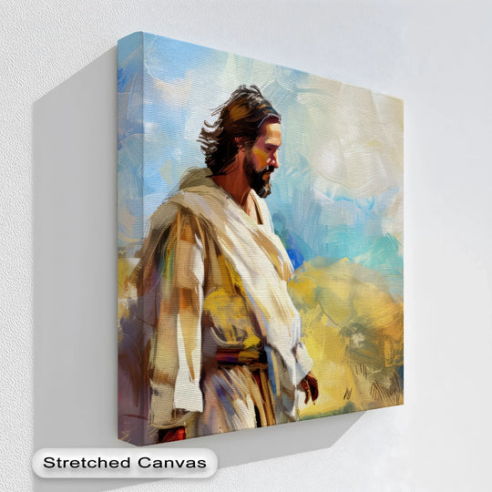 Canvas wall art abstract Jesus in the wilderness print with religious motif and modern Christian theme plus spiritual wall art
