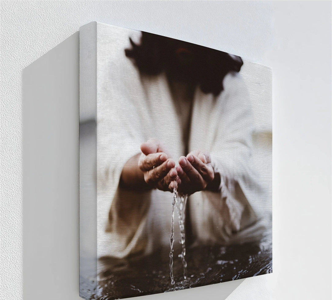 Living water – Jesus pouring hope canvas wall art.

