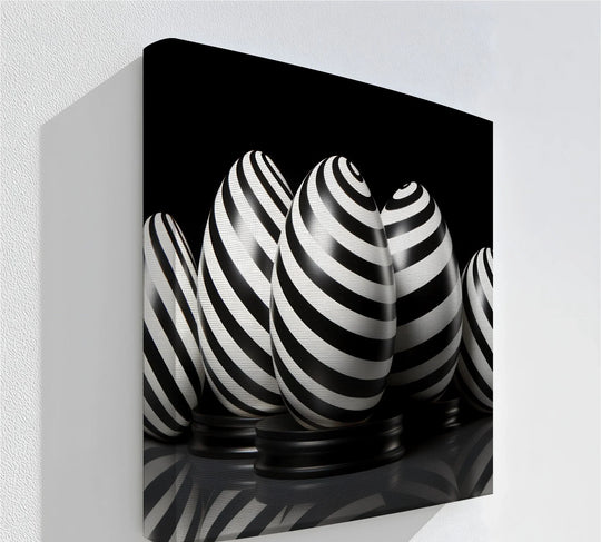 Modern Spiral Egg Pattern – Black & White Canvas Print - MyPhotoStation