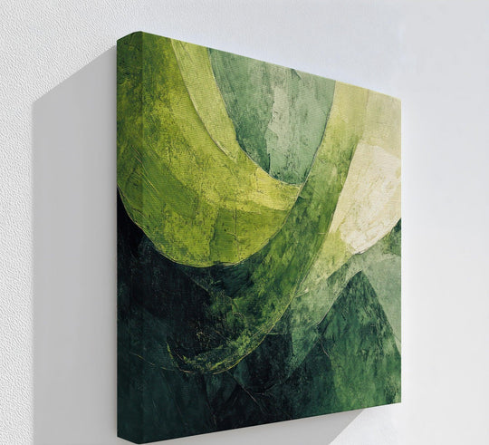Verdant Sweep – Abstract Green Brushstroke Canvas Print - MyPhotoStation