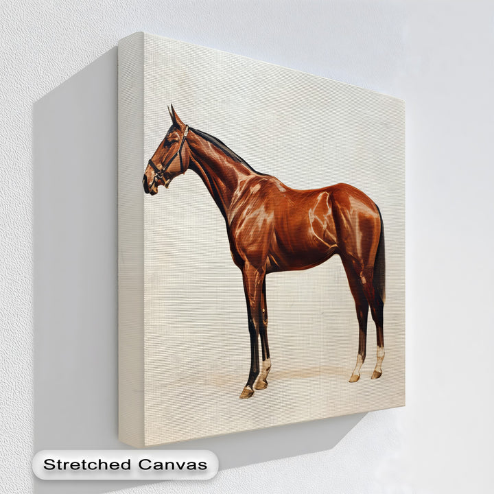 Chestnut Horse Portrait on Minimalist - Horse Canvas Print