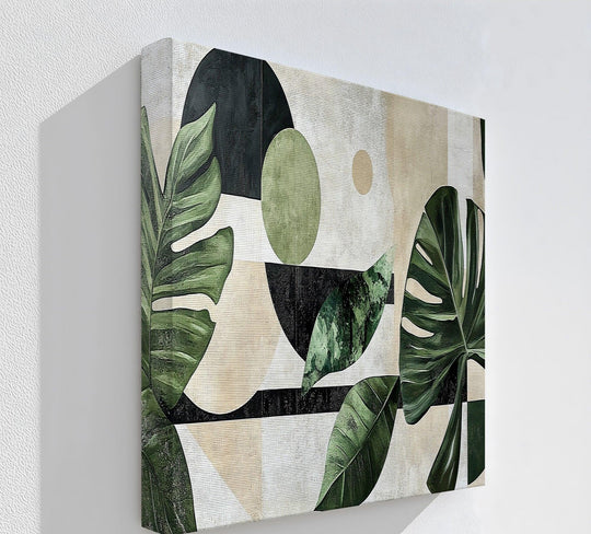 Tropical Geometry – Modern Monstera Leaf Canvas Print - MyPhotoStation