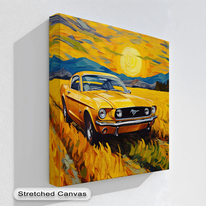 Golden Mustang Drive – Car Canvas Print