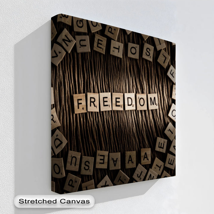 Freedom in Letters – Scrabble-Inspired Motivational Canvas Print