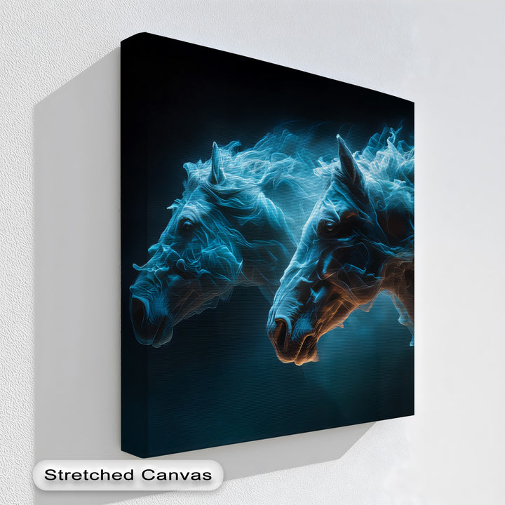 Electric Spirits – Glowing Horse Duo Abstract Canvas Print
