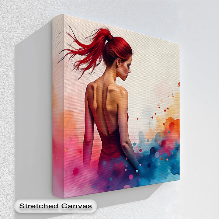 Crimson Flow – Abstract Woman Canvas Wall Art | Nude Art