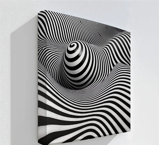 Hypnotic Spiral Wave Illusion – Black & White Canvas Print - MyPhotoStation