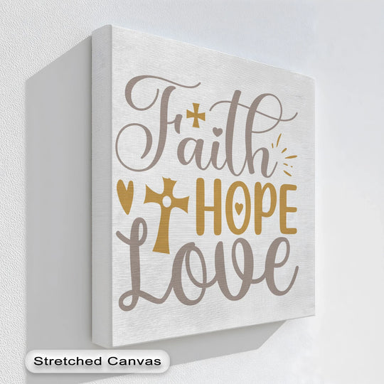 Abstract presentation of faith, hope, love displayed with high quality canvas prints showcases inspirational Christian art in an elegant canvas print.