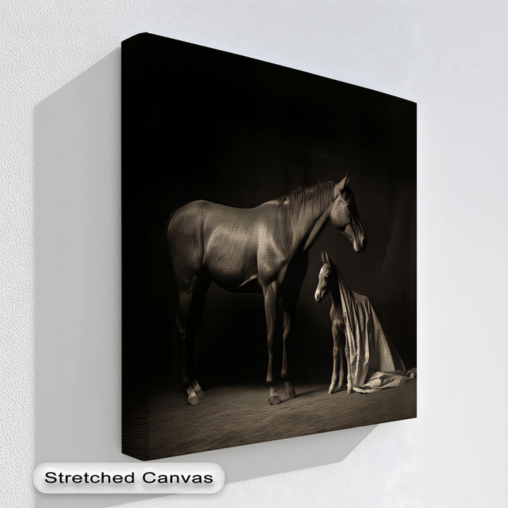 Sacred Bond – Mare and Foal in Gentle Light Canvas Print