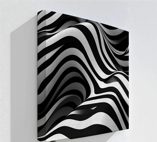 Liquid Rhythm – Abstract Flow Black & White Canvas Print - MyPhotoStation