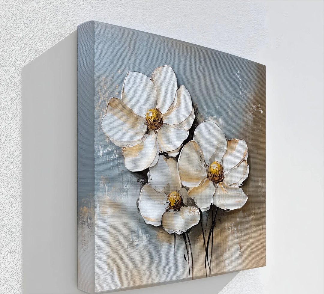 Golden Bloom Trio – Textured Floral Canvas Wall Art - MyPhotoStation