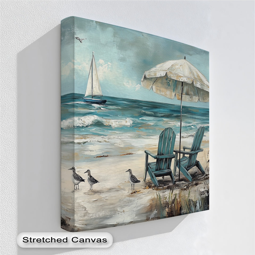 Relax by the coast with this tranquil canvas print – perfect wall art for beach lovers.

