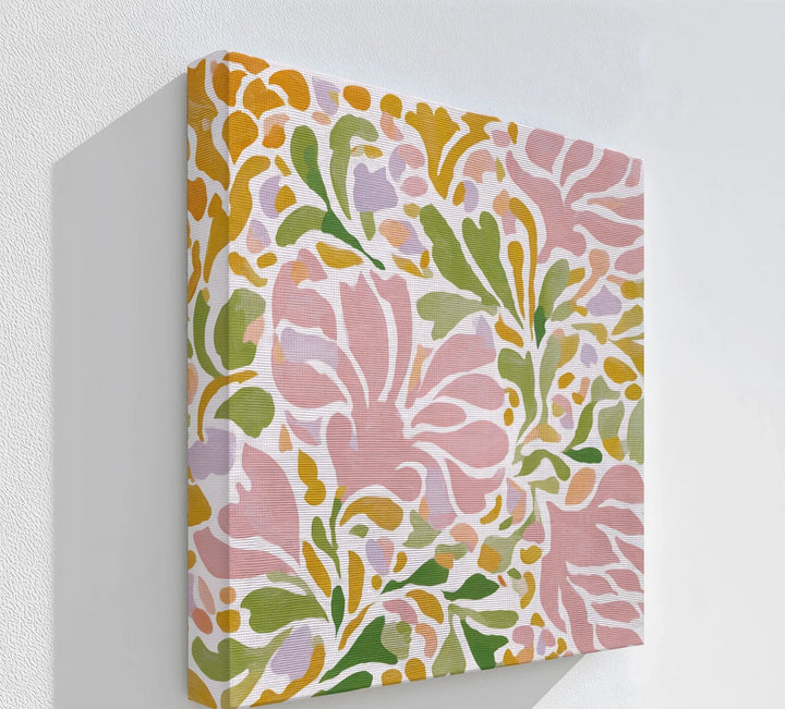 Boho Floral Harmony – Pastel Botanical Pattern Canvas Print - MyPhotoStation