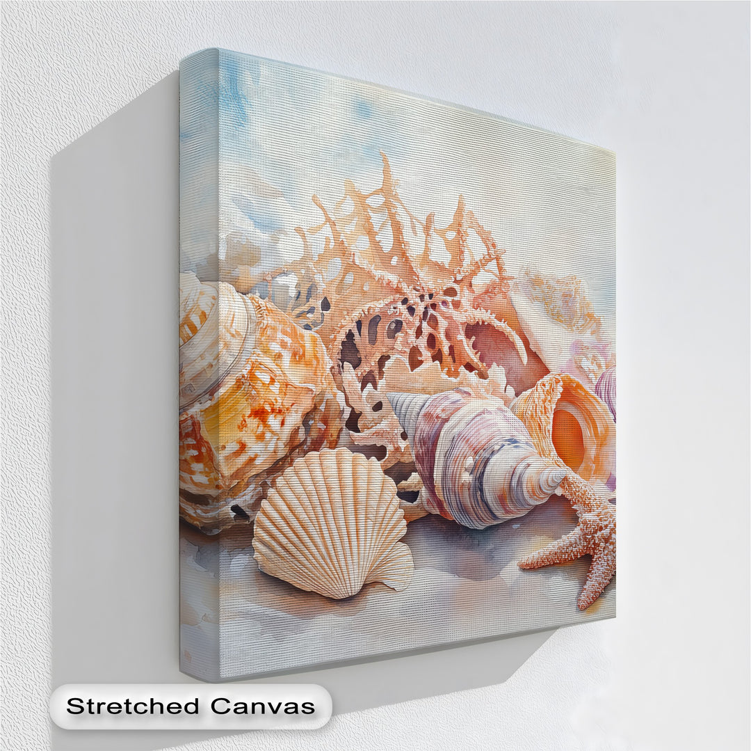 Brighten your space with this seashell canvas wall art—a rich blend of color and ocean texture that brings coastal beauty indoors.

