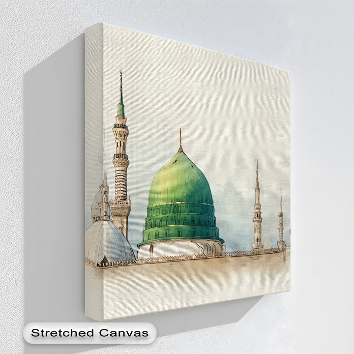 Sacred Serenity – Green Dome of Al-Masjid an-Nabawi Canvas Print