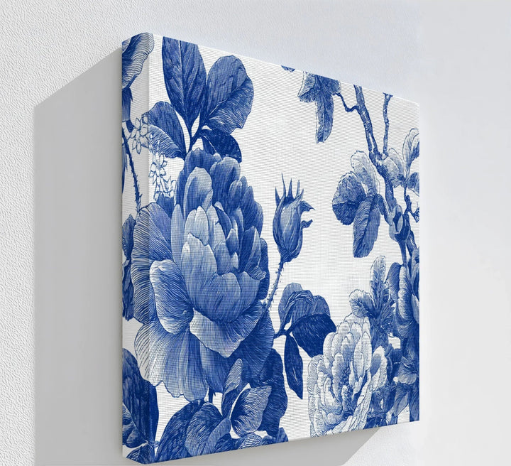 Botanical Blue Rose Garden – Vintage Floral Canvas Print - MyPhotoStation