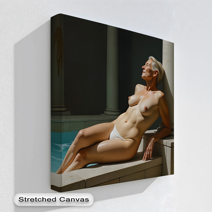 Mature Nude Poolside - Erotic Canvas Wall Art | Sexy Art