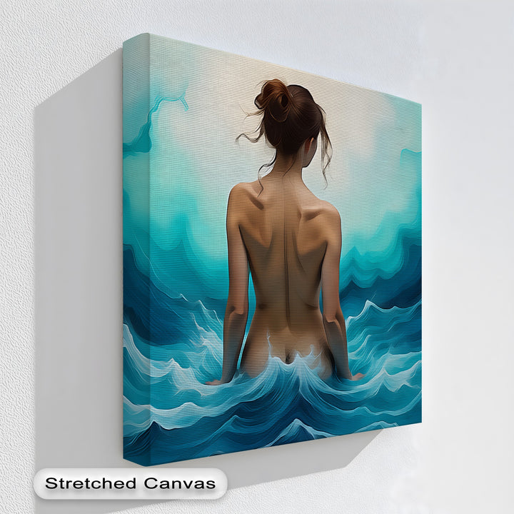 Emerald Tide Nude Woman Back – Erotic Canvas Wall Art | Large Canvas