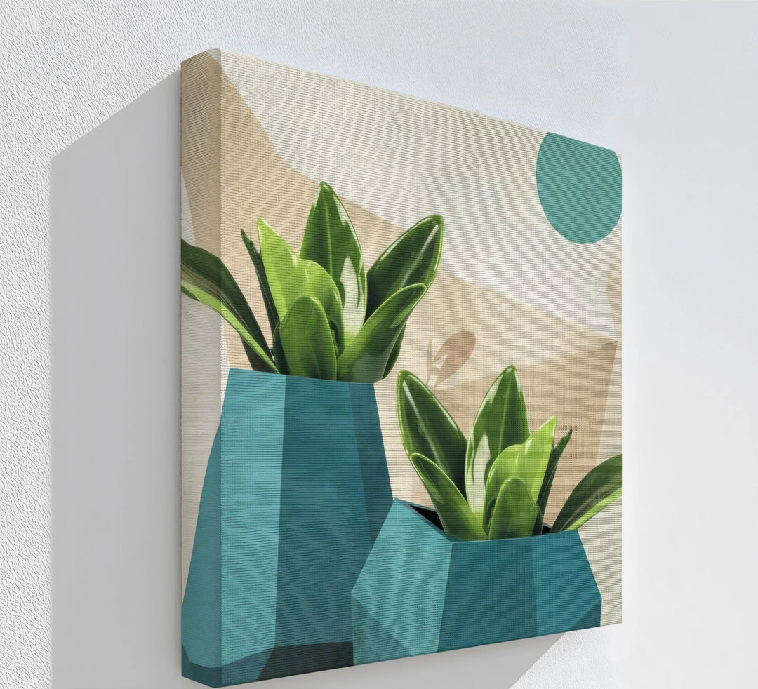 Geometric Serenity – Modern Succulent Plant Canvas Print - MyPhotoStation
