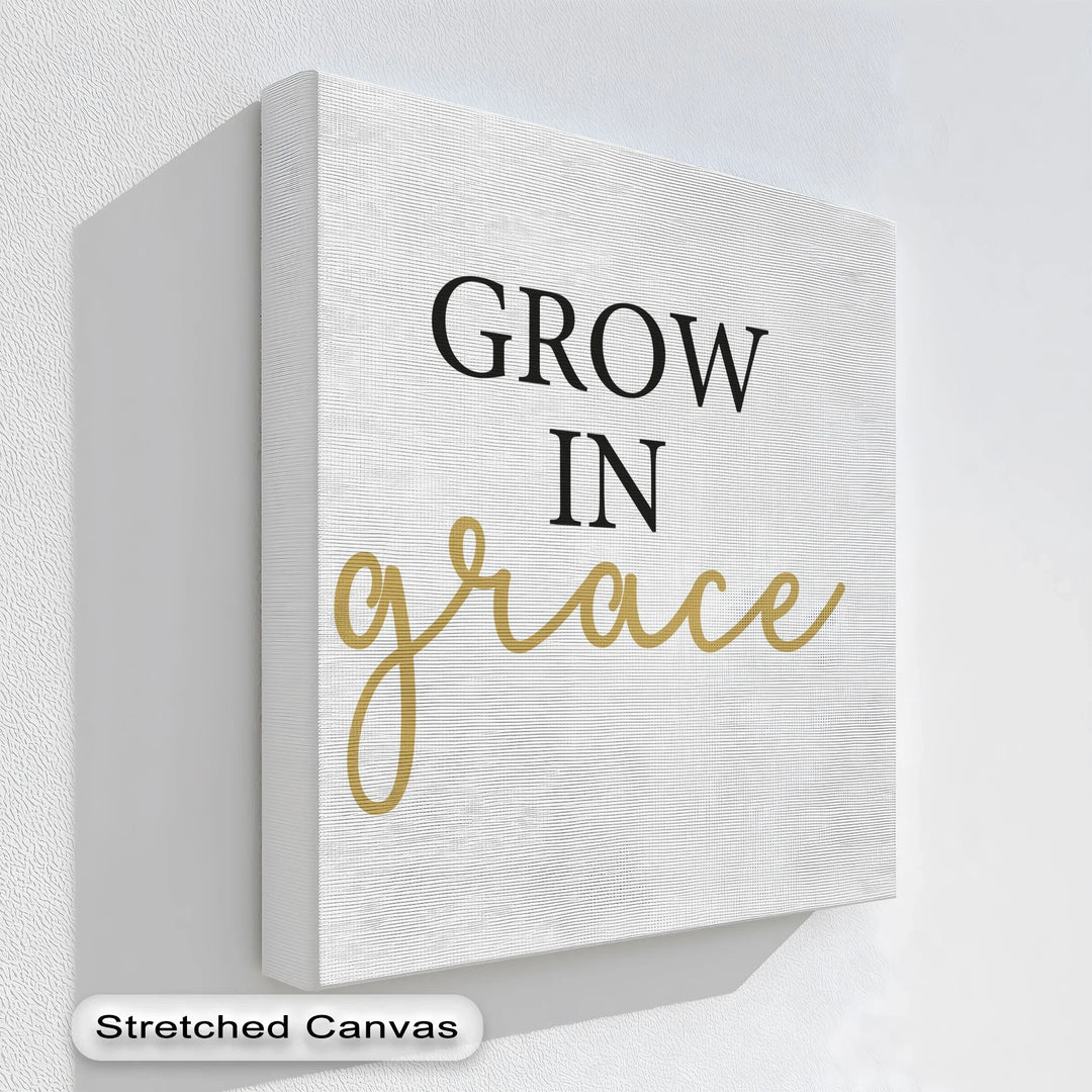 Inspirational typography wall art with "Grow in Grace" message


