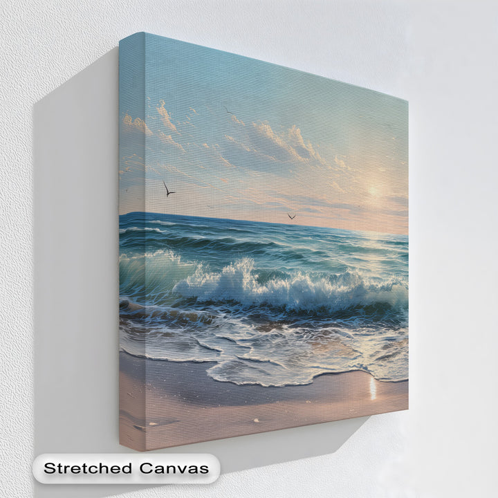 Tranquil Horizon – Ocean Sunset Waves Canvas Print