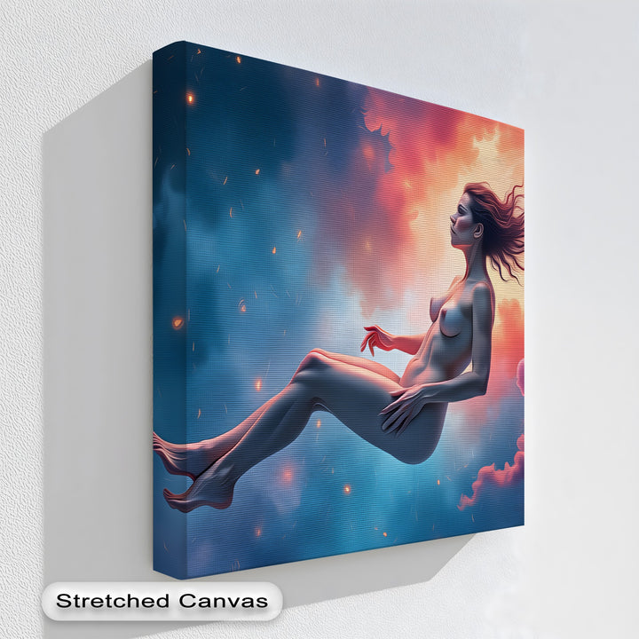 Floating Nude in Cosmos – Erotic Canvas Wall Art | Canvas Wall Decor
